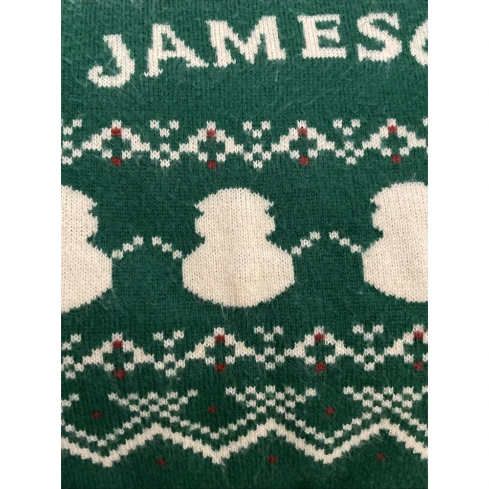 Jameson Festive Holiday Crew Neck Green Fair Isle Christmas Jumper Sweater Small